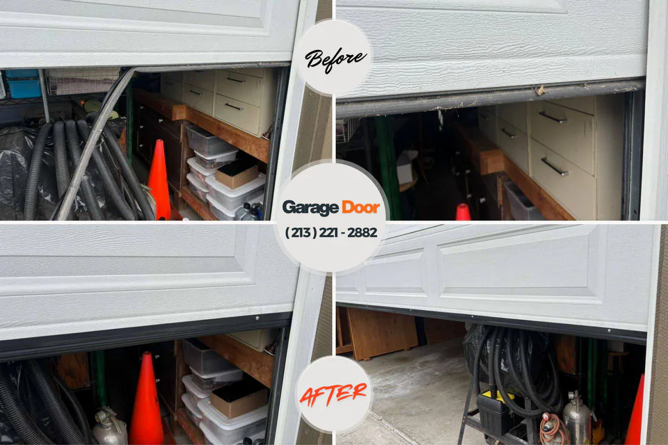 Before and after: garage door repair Canutillo, TX